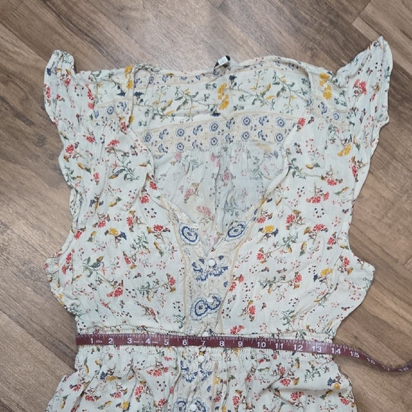 Lucky Brand Blue and Pink V-Neck Flutter Sleeve Midi Dress - Picture 8 of 16